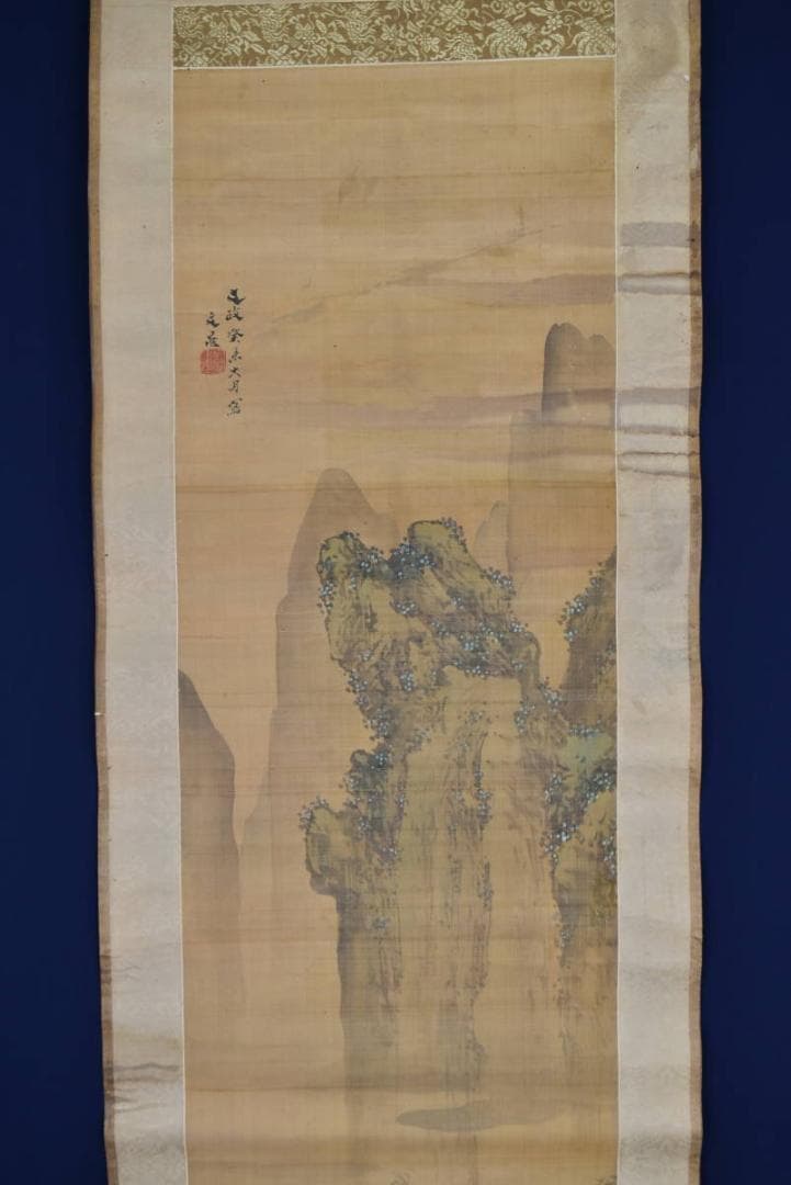 【真作】谷文晁/山水人物図/秋景山水図/秋渓山水人物図/掛軸/名家伝来AB-36