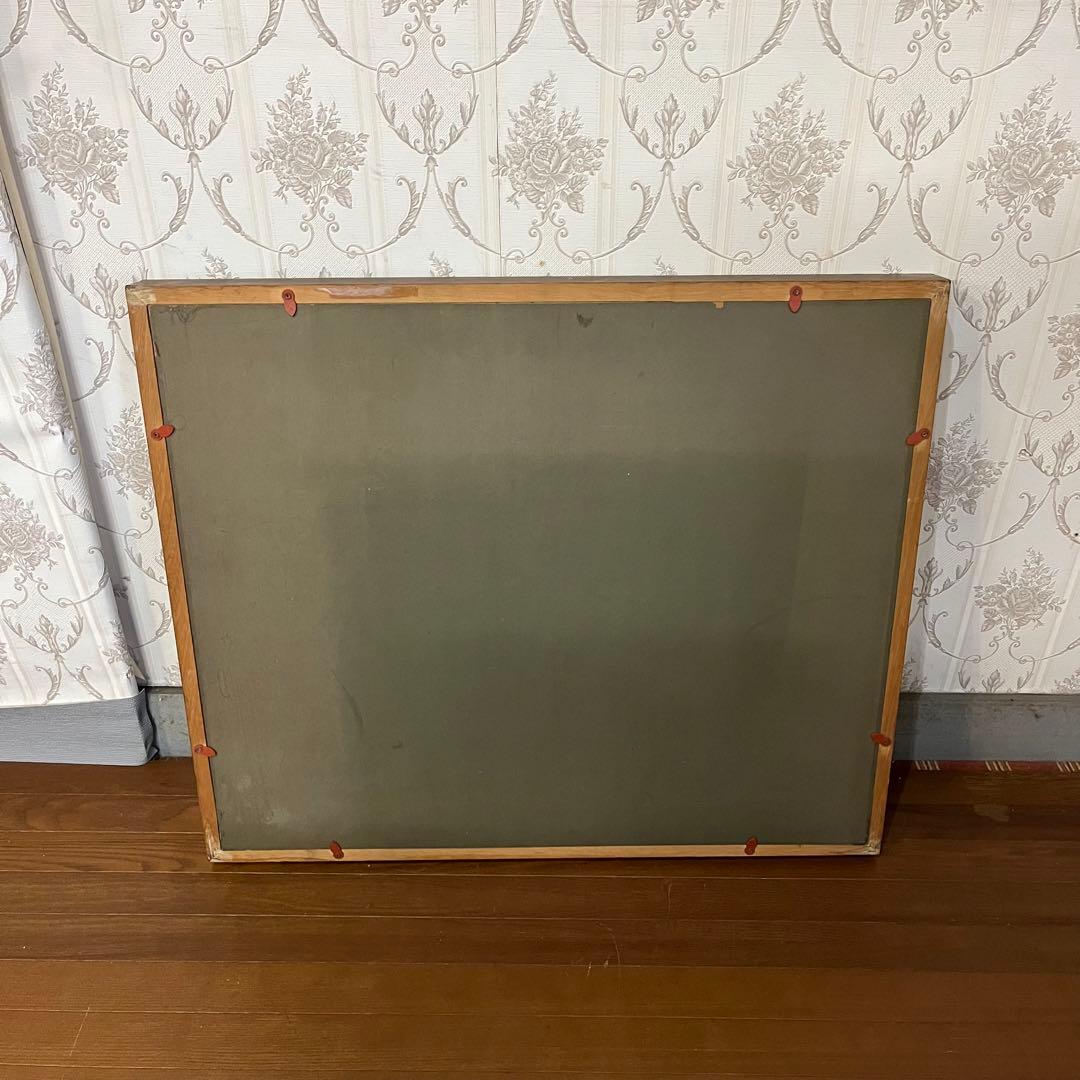 【アンティーク】額縁 額装 絵画 油絵 油彩 風景画 家 山村 田舎 川 葉っぱ