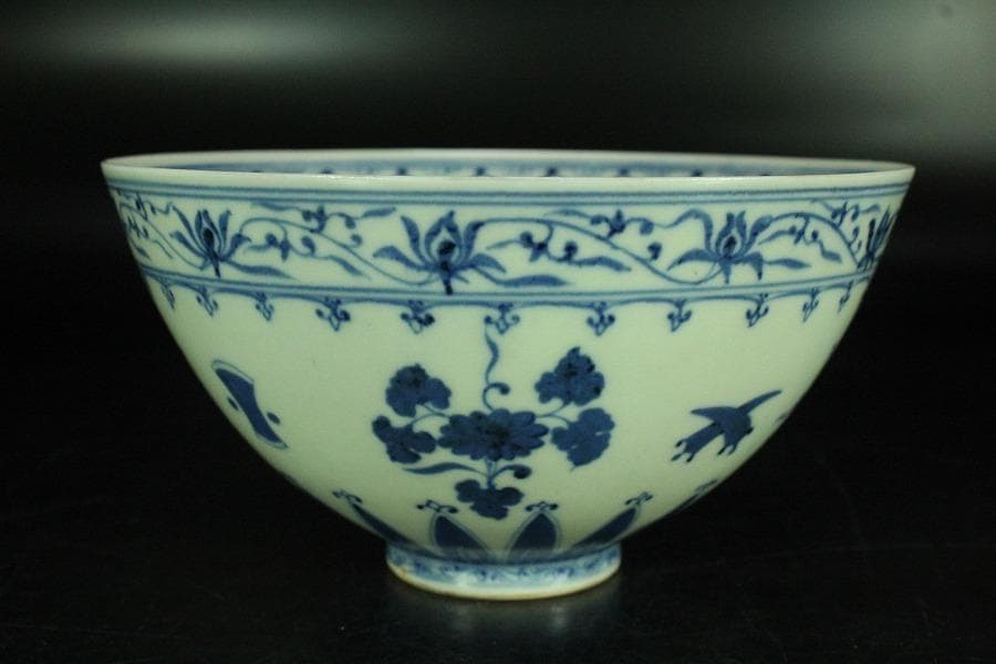 茶道具 唐物 染付茶碗 仕服 時代物(K-LC871)