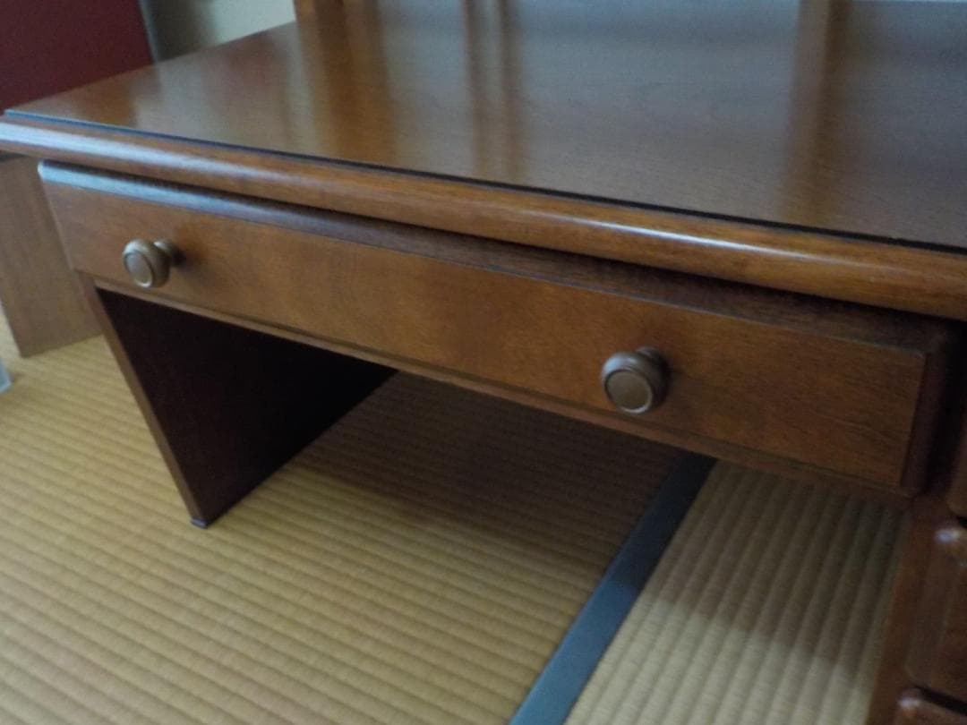 木製文机 4引き出し ブラウン