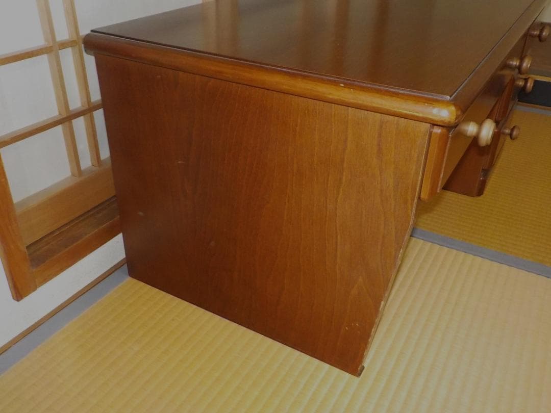 木製文机 4引き出し ブラウン