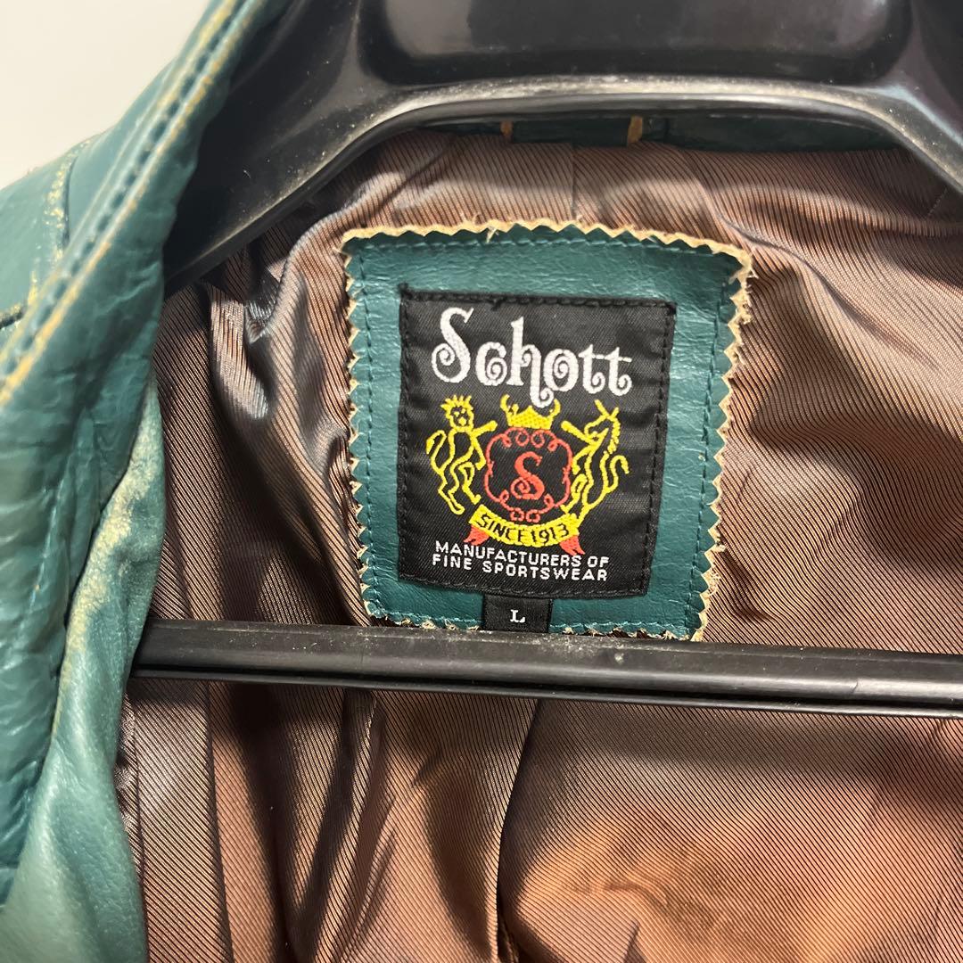 schott ショット　シングルライダース　レザージャケット　L グリーン