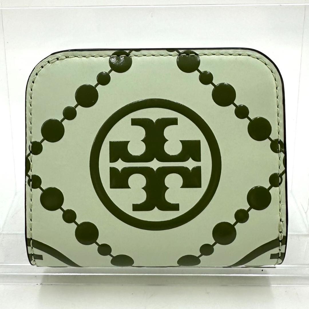 トリーバーチ Tモノグラム コントラスト エンボス ミニウォレット 二つ折り財布