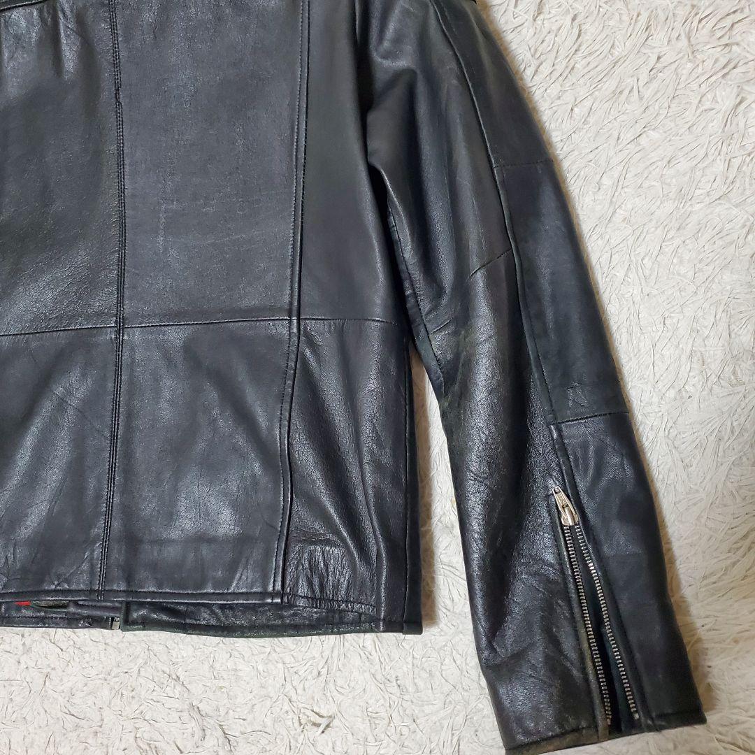 XL ROSHELL ラムレザー ライダース キルティング ブラック