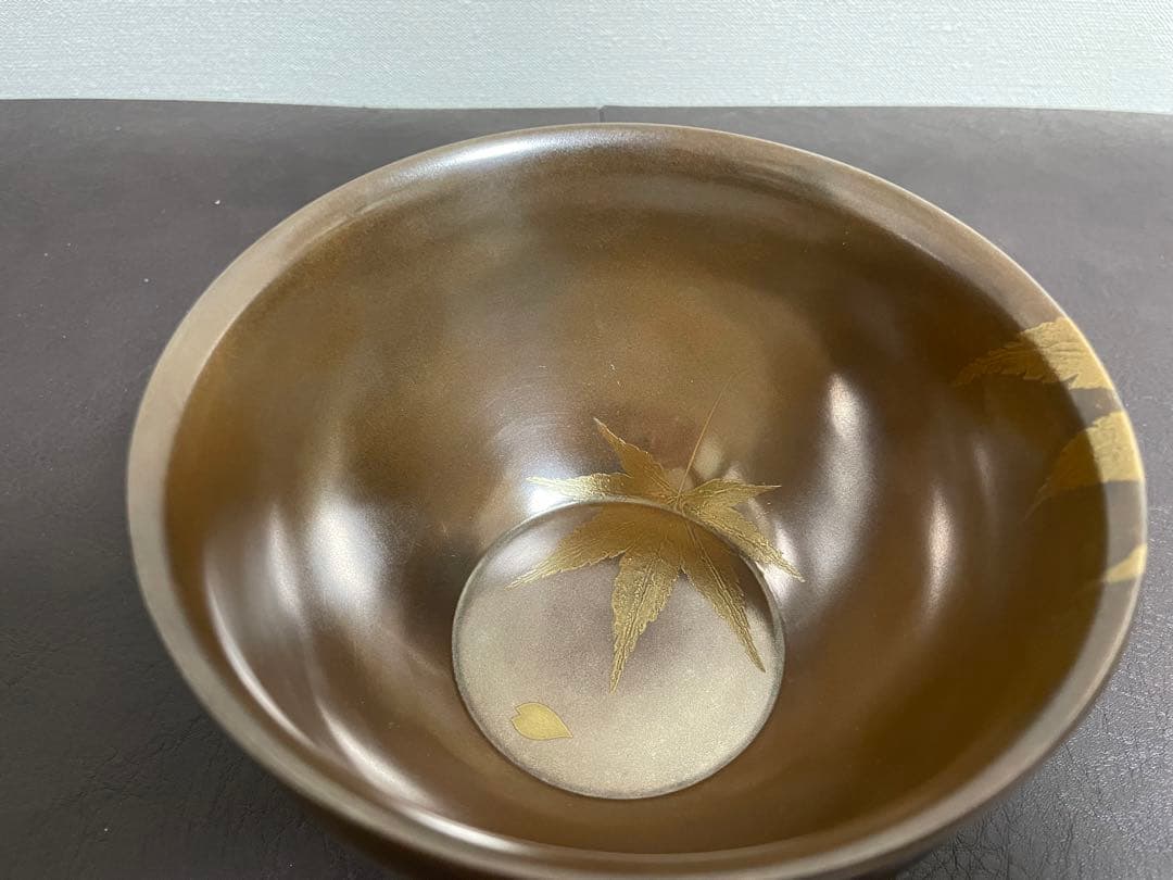 前端雅峯　雲錦蒔絵銀溜建水　蒔絵　建水　茶道具