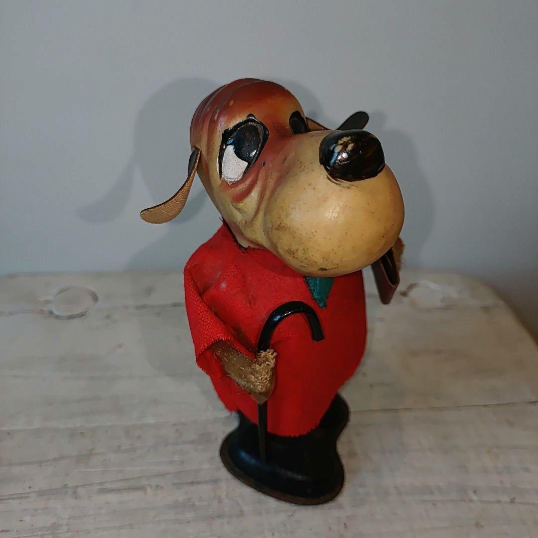 ヴィンテージ ブリキゼンマイ玩具 昭和レトロブリキ玩具赤い服の犬