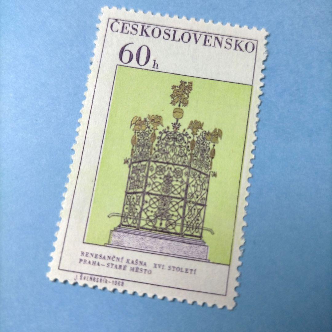 2800 外国切手 チェコスロバキア 1968年プラハ建物 5種 未使用
