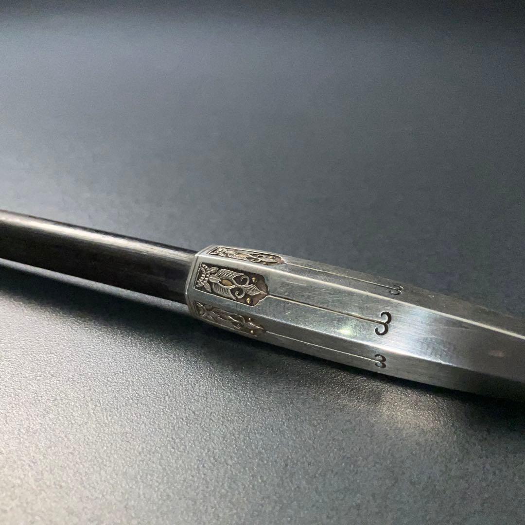 銀製煙管　唐花　瓔珞　キセル　アンティーク　骨董　6R1257お2