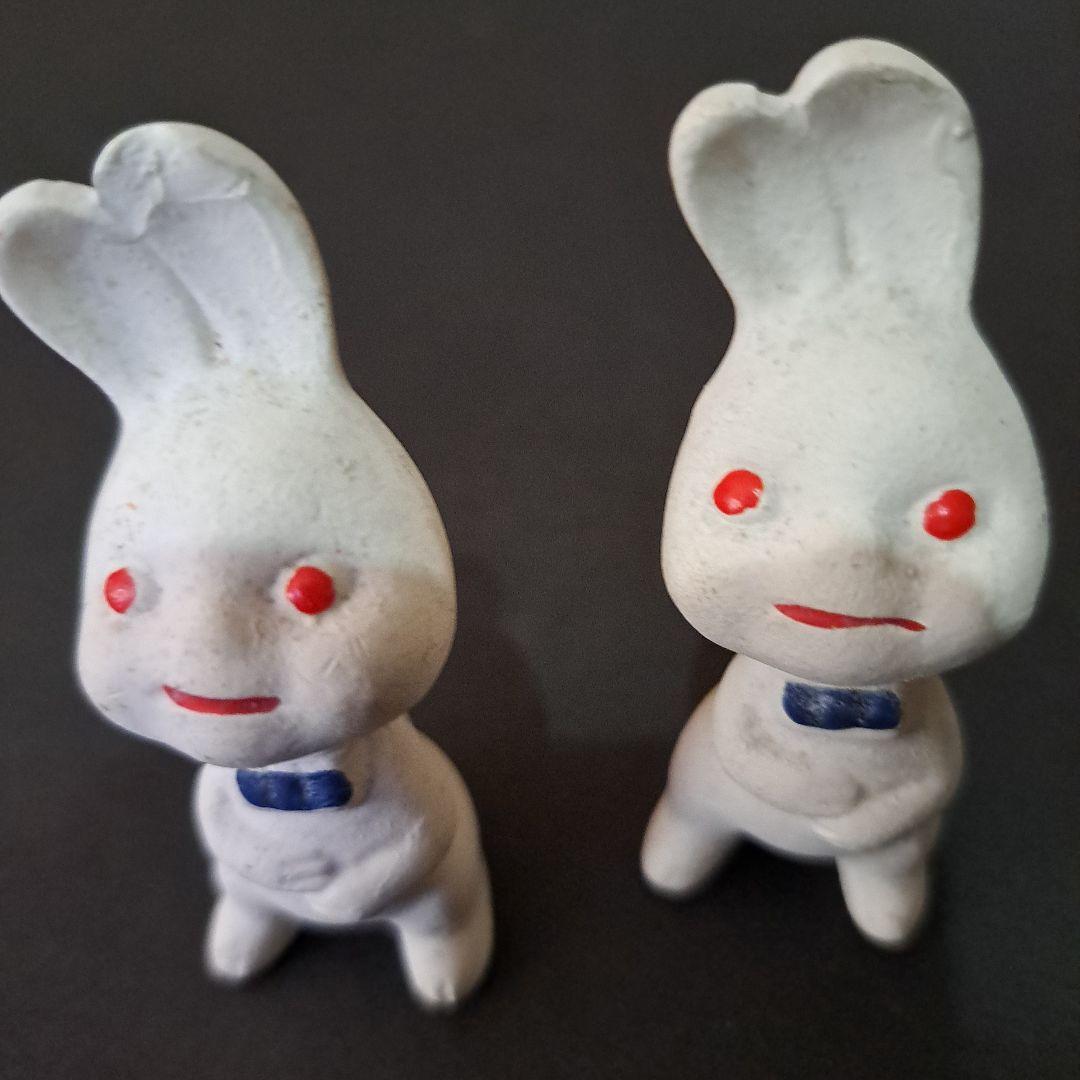 初期ピョンちゃん 　超希少　素焼 白ピョンちゃん　1950…60年二体　エスエス