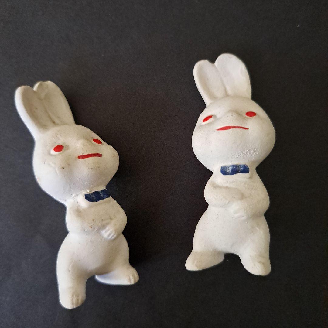 初期ピョンちゃん 　超希少　素焼 白ピョンちゃん　1950…60年二体　エスエス