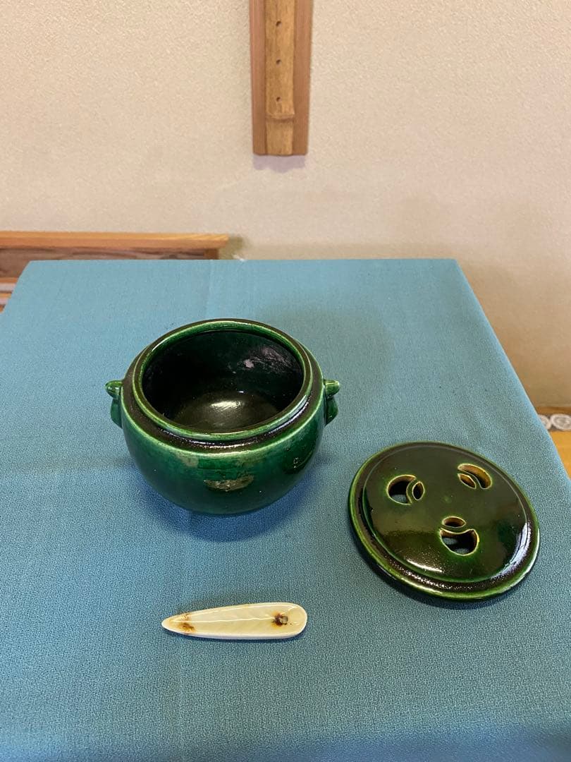 【本日限定】茶道具/三ツ具足 青楽 利休忌 松楽窯