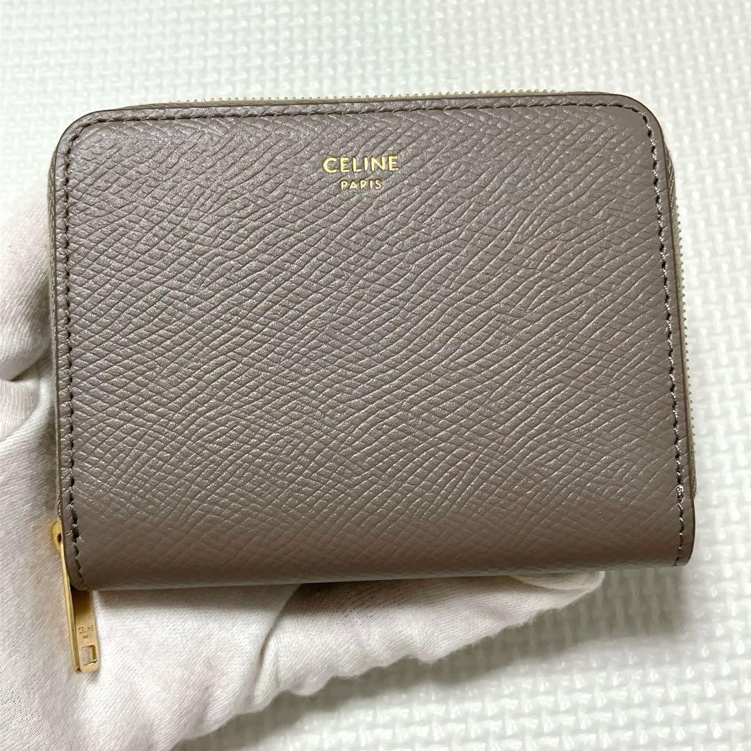 未使用　CELINE セリーヌ　レザーミニ財布　グレージュ　ミニウォレット