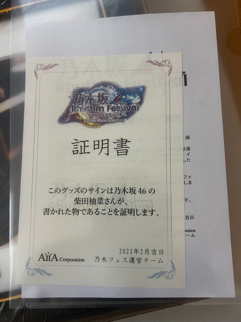 乃木坂46 乃木フェス 直筆サイン入りオリジナルキャラファイングラフ 柴田柚菜