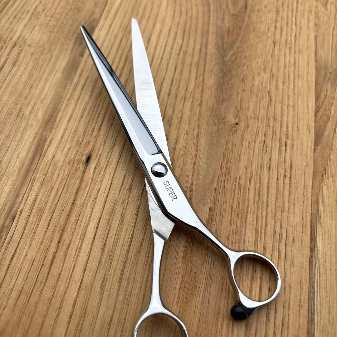 無銘　日本製　仕上げストレートシザー　8:2剣刃