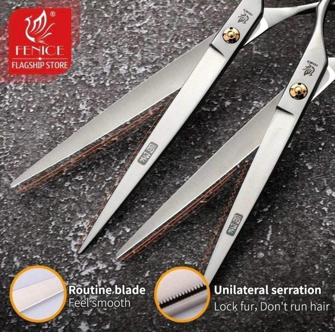 新品★フェニーチェ ストレートシザー★ギザ刄★トリミングばさみ★7.5インチ