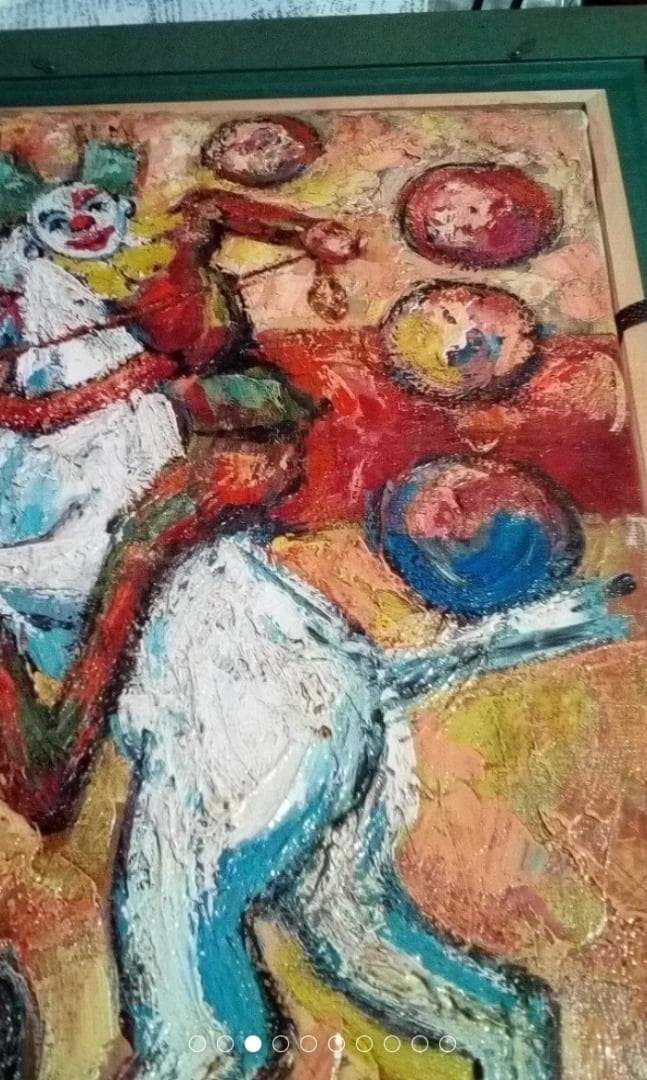 巨匠アンリ·ダンティ真作馬に乗るピエロ油彩変形20号ピカソですアトリエに住んだ