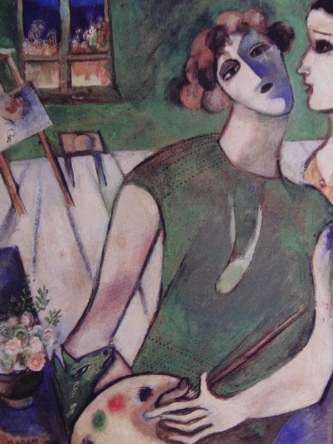 シャガール、『緑色の自画像』、希少な画集より、新品高級額・額装付