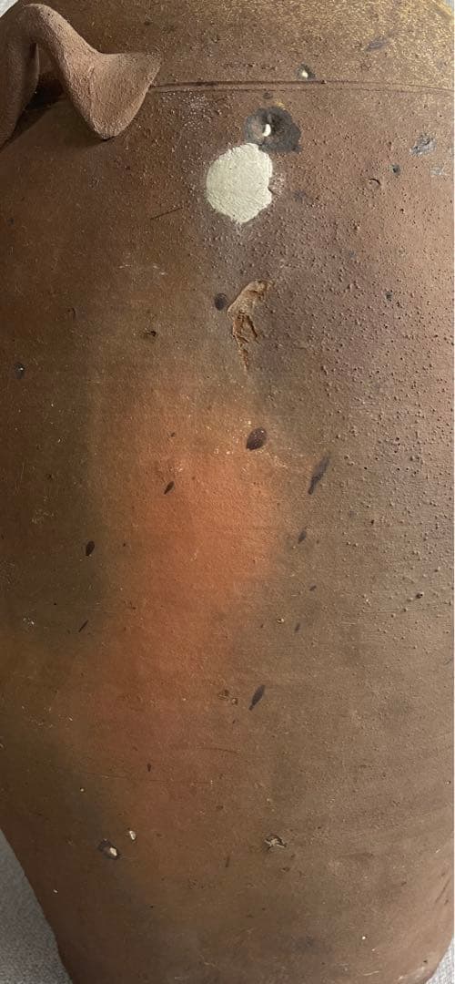 【備前焼、三耳壺、花器中壺、骨董品アンティーク、箱無し。