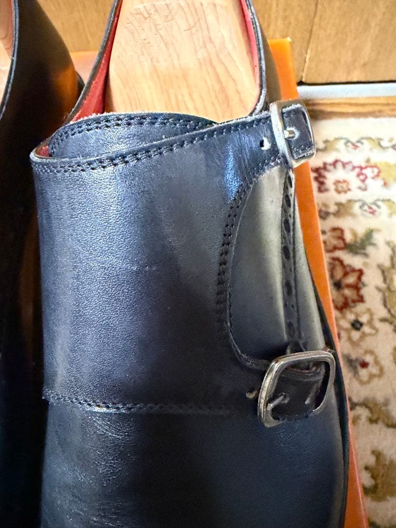 ディ メッラ 黒 ダブルモンクストラップ ビジネスシューズ