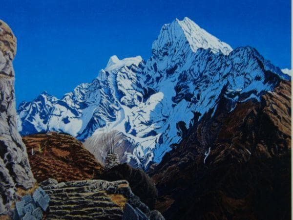 茂木紘一、【白峰　タムセルク】、希少な額装用画集より、新品額装付