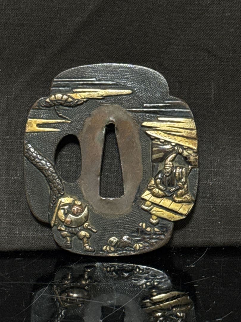 時代 古作 金銀象嵌 金象嵌 鍔 2点 武具 闘争具