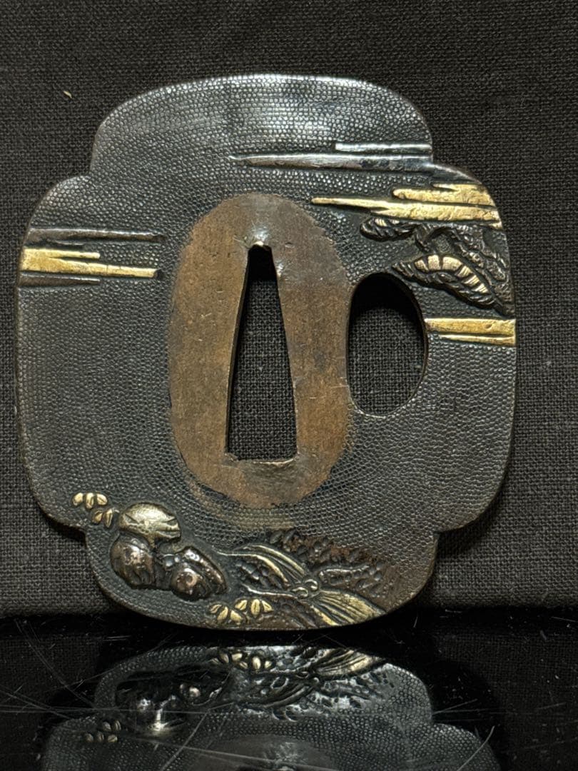 時代 古作 金銀象嵌 金象嵌 鍔 2点 武具 闘争具