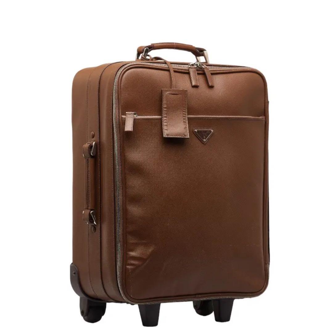 プラダPRADA 三角ロゴ　サフィアーノ　キャリーケース　ブラウン
