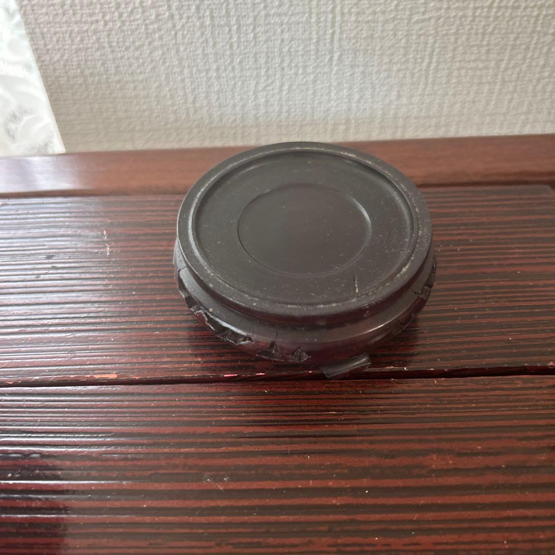 中国古美術 古玩 花瓶 黒堆朱 木製円台付 堆朱