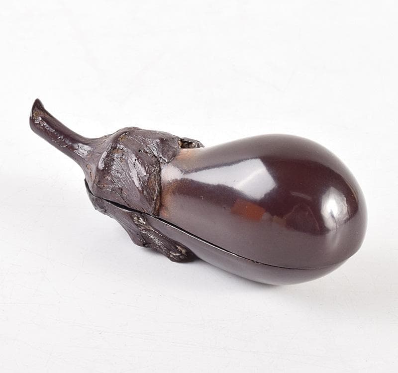 茶道具　二代　中川正斉作　乾漆　茄子香合　共箱　V　R4911