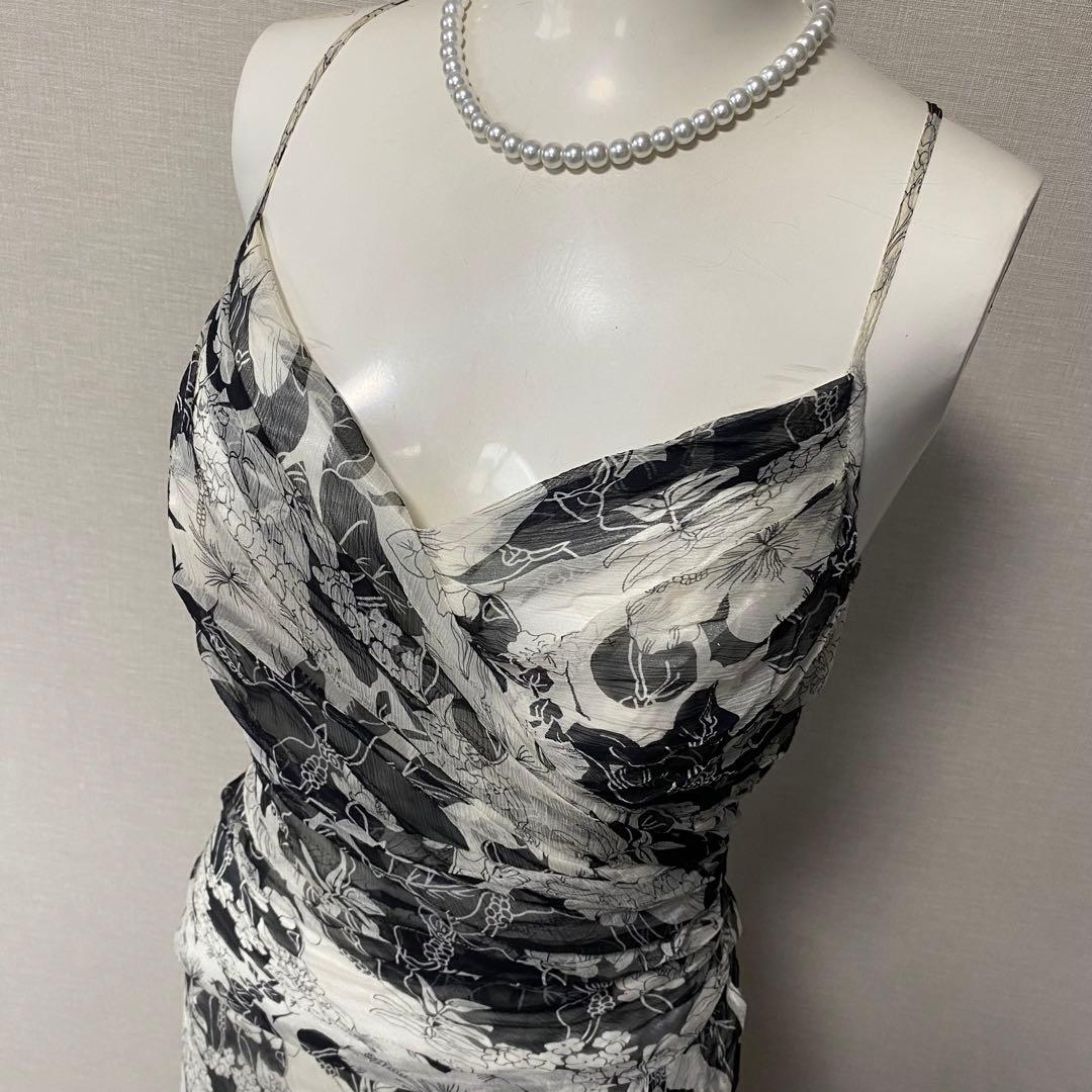 最高級 シルク 100% ジュネビビアン ロングドレス 花柄 マーメイド 演奏会