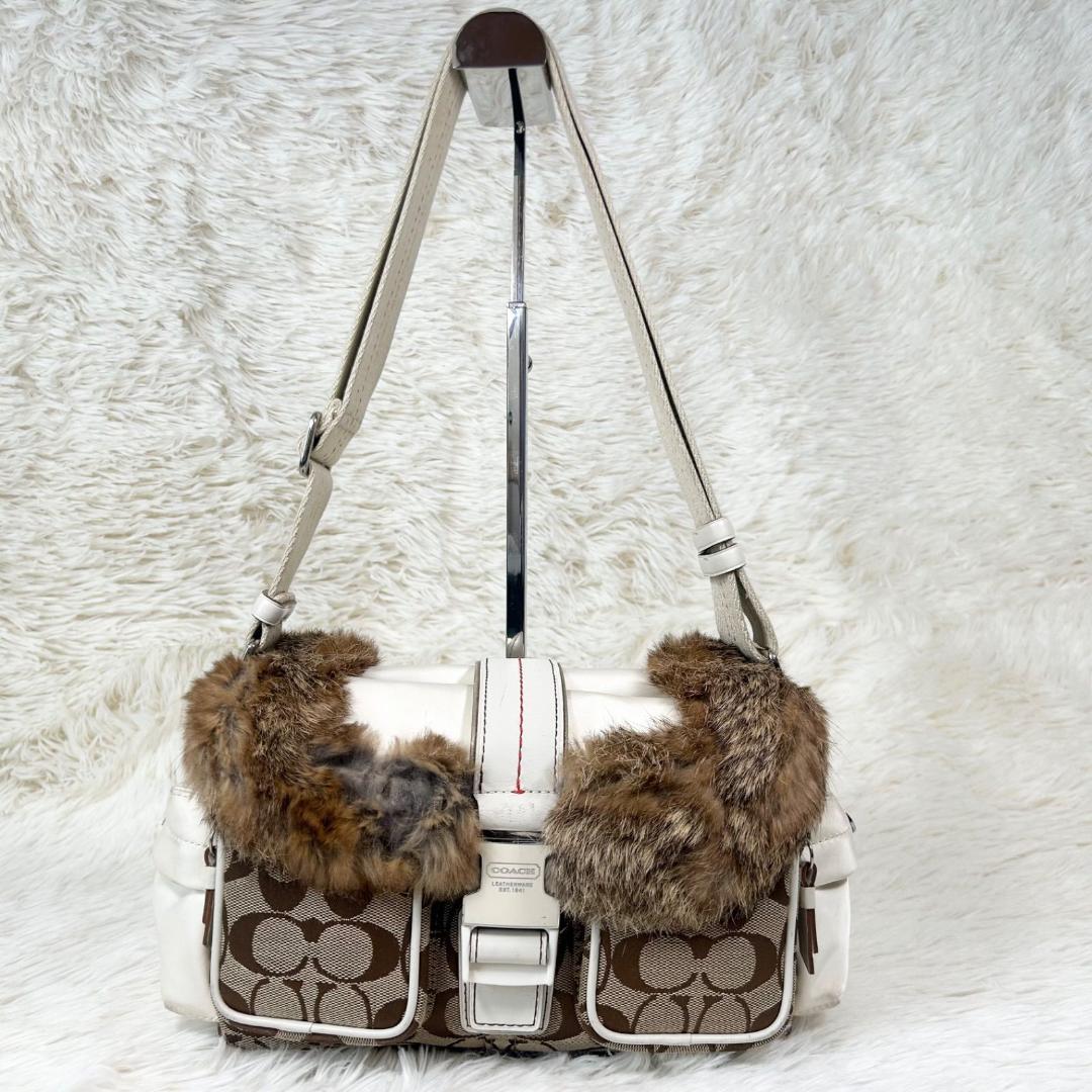希少✨ COACH コーチ ソーホー ファー ワンショルダーバッグ キャンバス