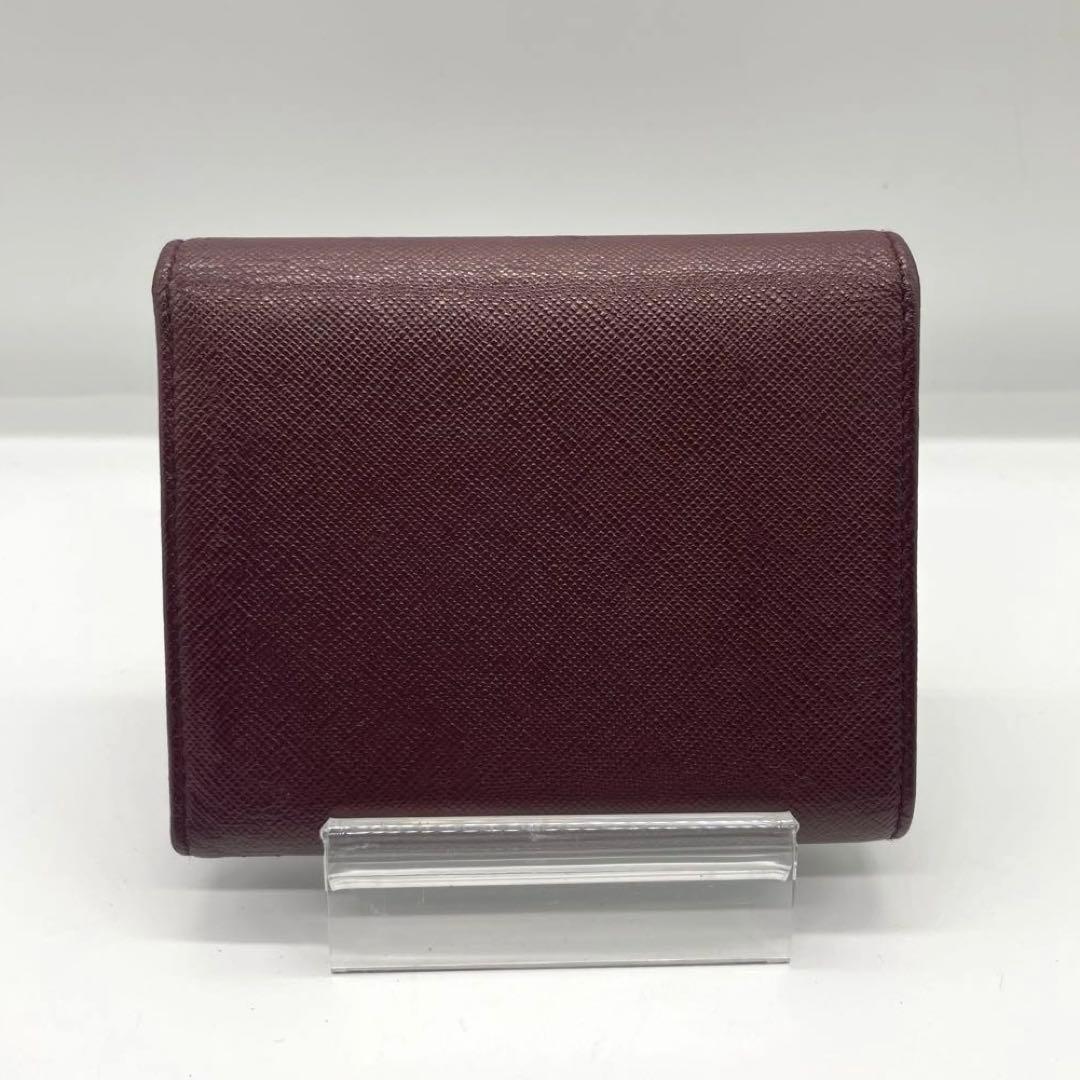 【美品】 PRADA プラダ サフィアーノレザー 折り財布 カード 箱付き w5