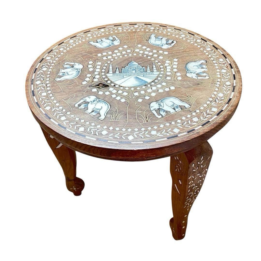 アンティーク　花台　タージマハル　猫足　アジアン