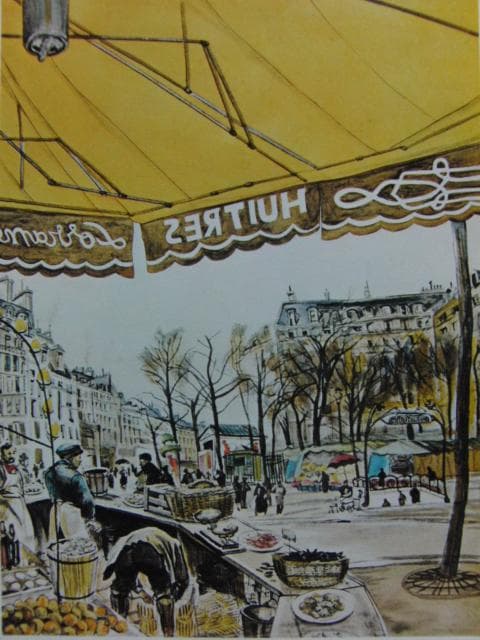 藤田嗣治、「テルヌ広場」、希少画集より、状態良好、新品高級額装付