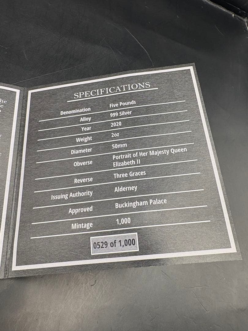 2020 スリーグレイセス 5ポンドプルーフ銀貨 オルダニー