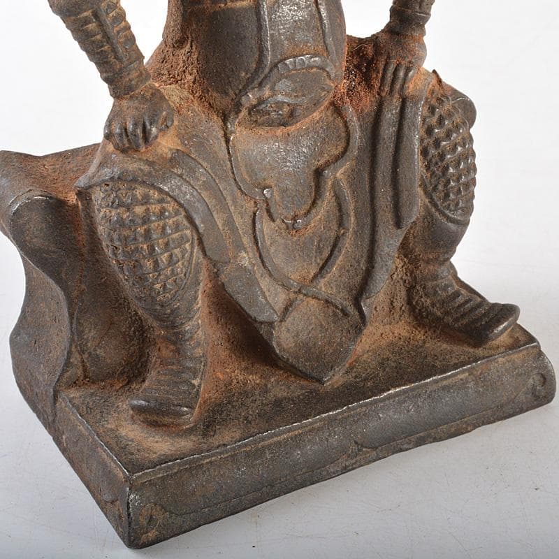 仏教美術　古鉄　武人像　人物像　置物　M　R5206