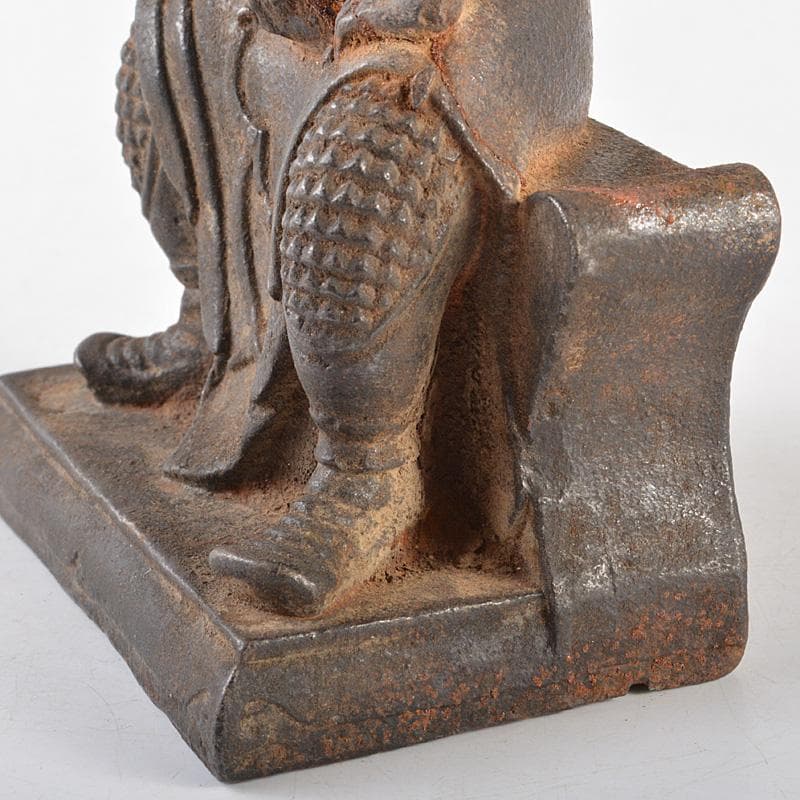 仏教美術　古鉄　武人像　人物像　置物　M　R5206