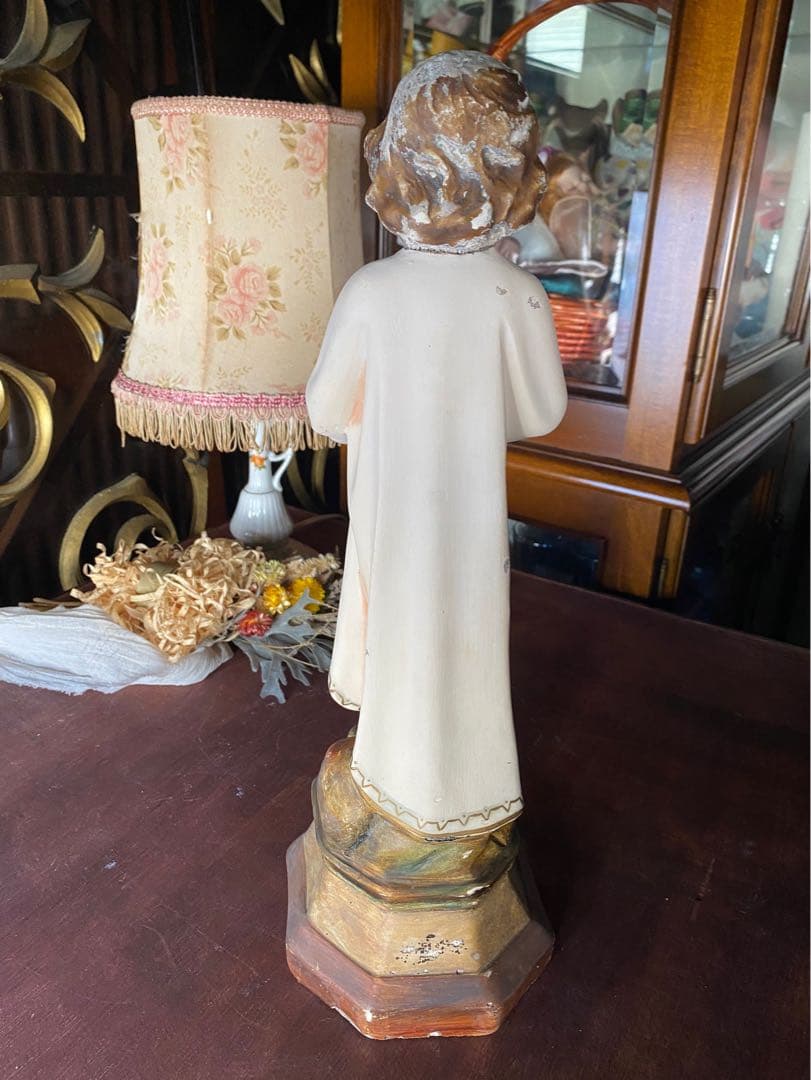 希少 白鳩を抱く幼子イエス少年 キリスト像 置物 インテリア アンティーク