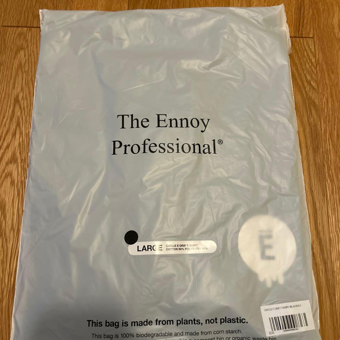 25ss 新品 エンノイ CIRCLE E DRIP T-SHIRTブラック L