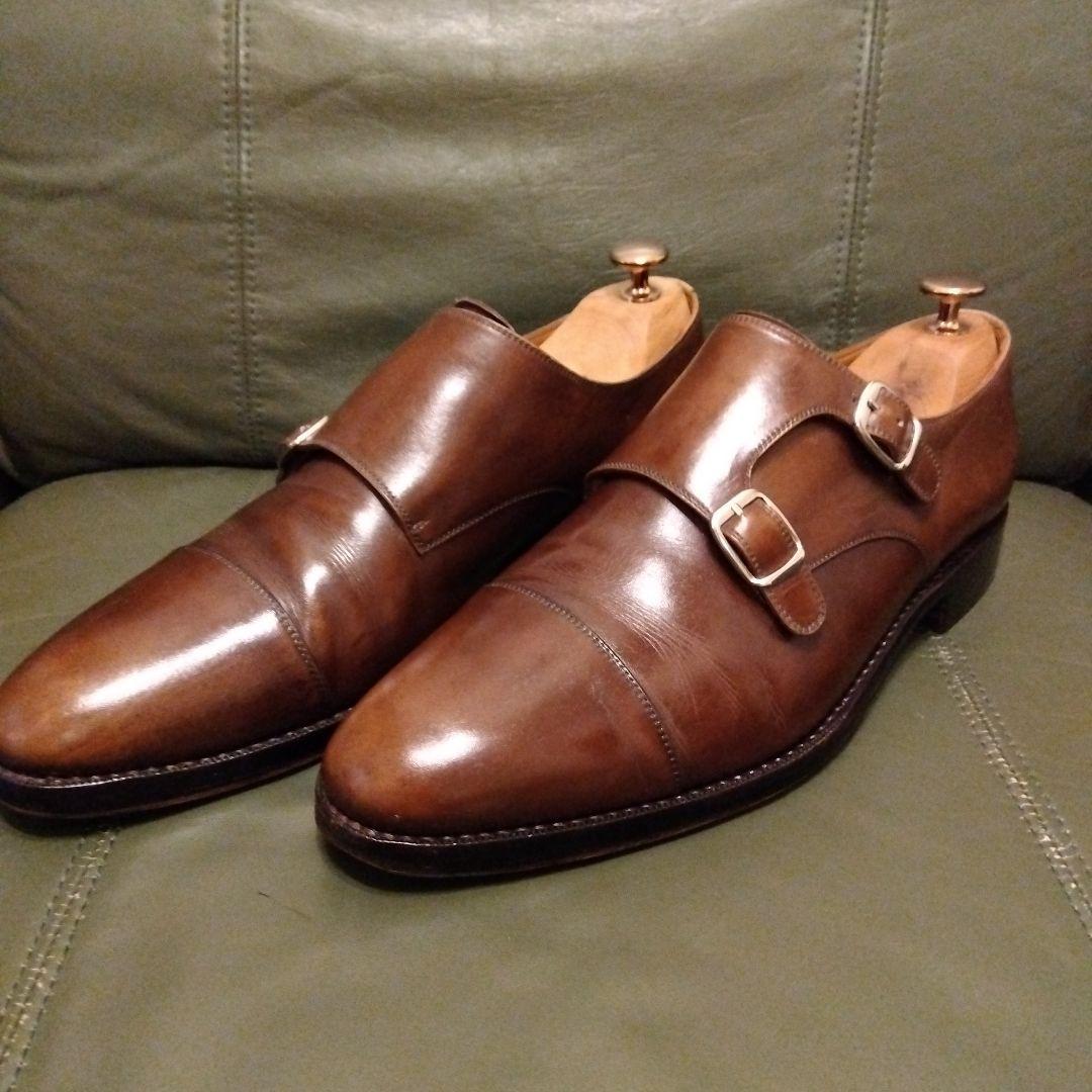 ヤンコ　YANKO　ダブルモンクストラップ　タバコブラウン　UK8　27.0cm