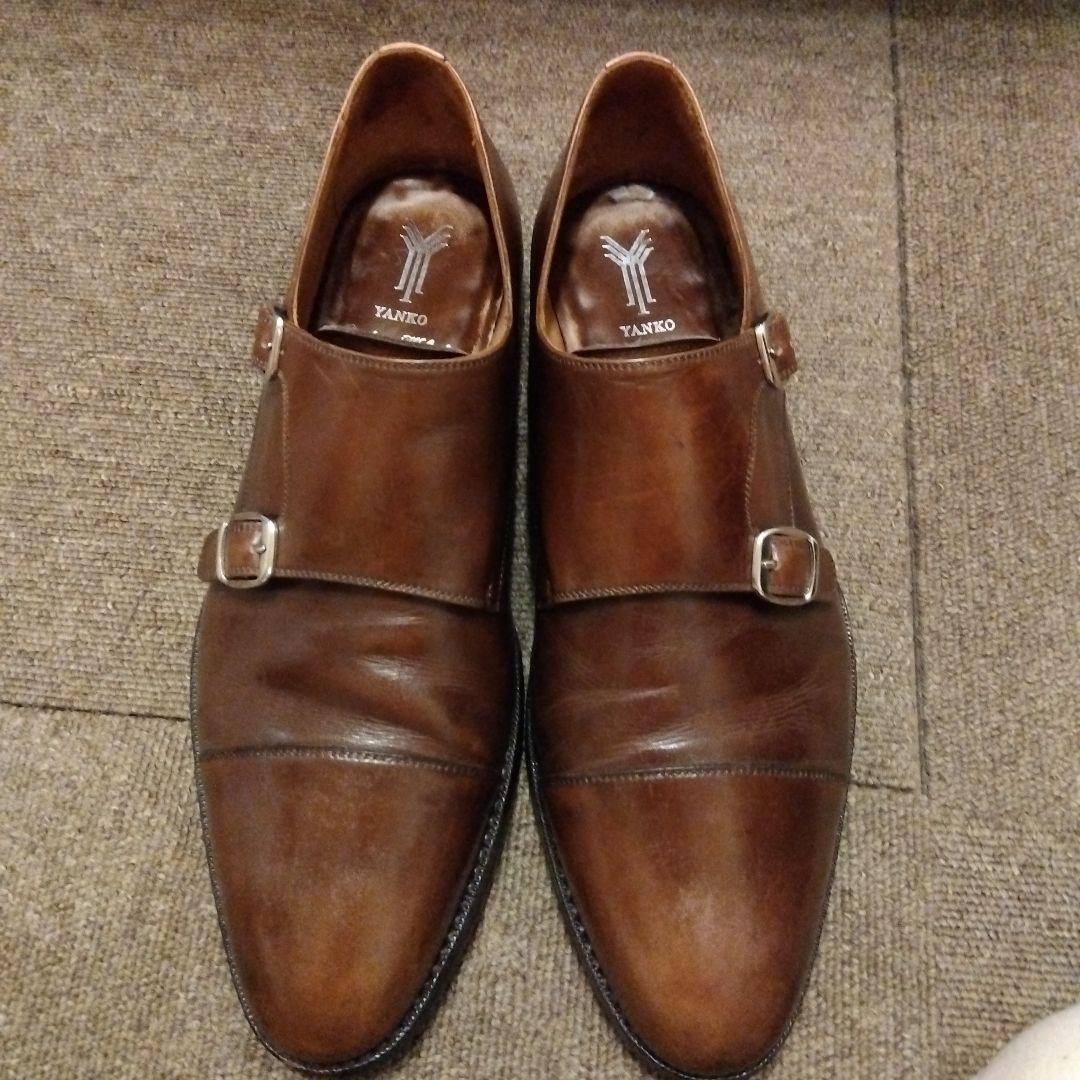 ヤンコ　YANKO　ダブルモンクストラップ　タバコブラウン　UK8　27.0cm