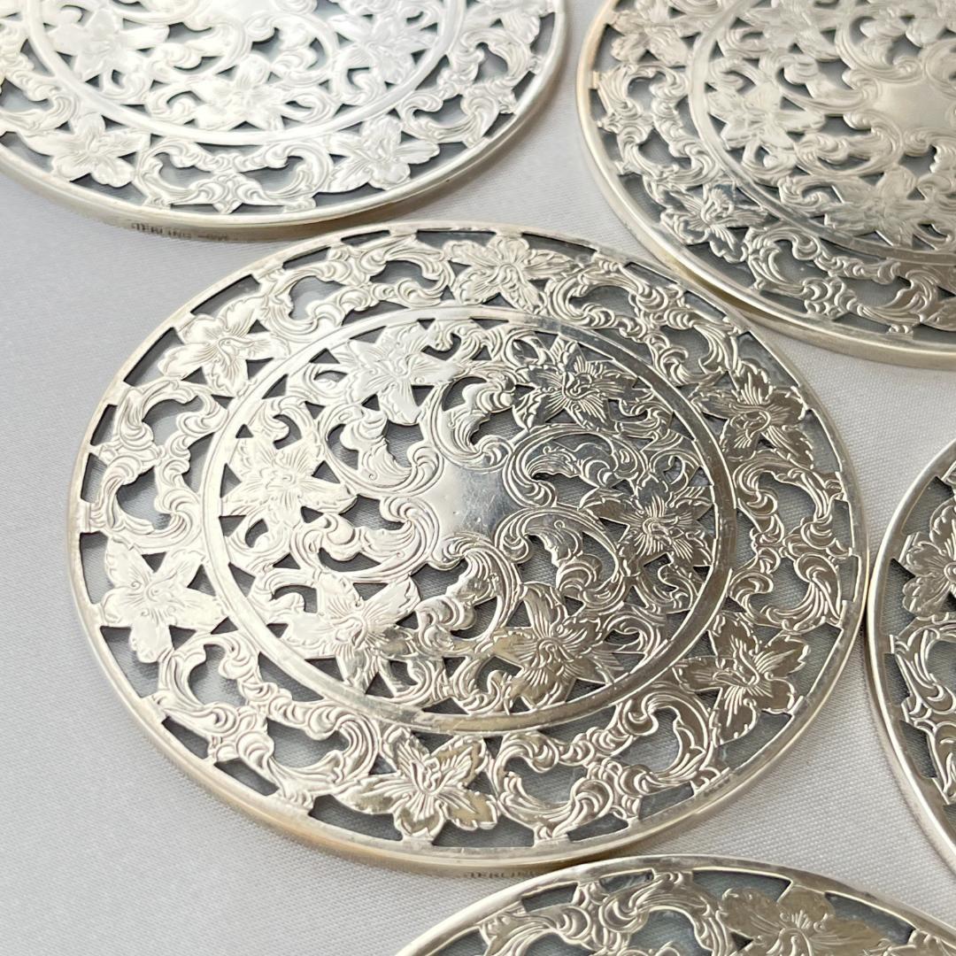 【WEBSTER】 【純銀 / ガラス】コースター 6枚組 スターリングシルバー