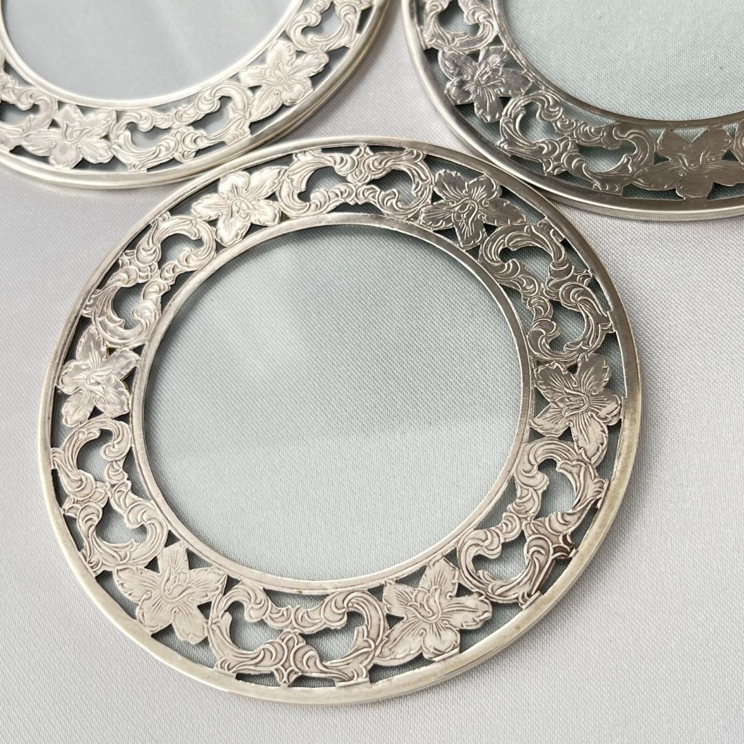 【WEBSTER】 【純銀 / ガラス】コースター 6枚 スターリングシルバー