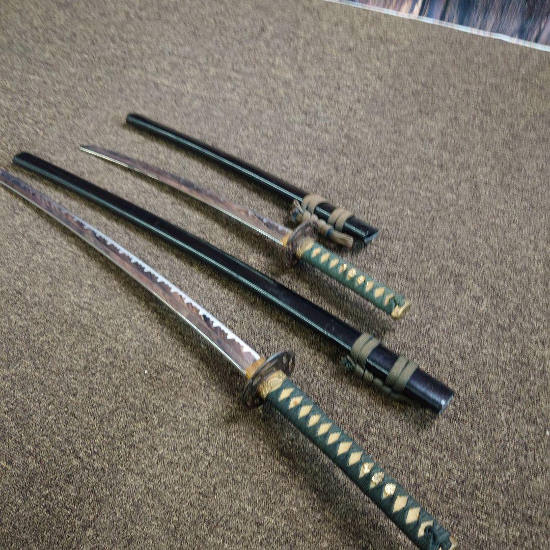 日本刀 鞘付き模造刀 大小2本セット 観賞用 柄グリーン