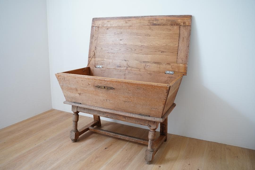 【値下げ】テーブル収納　アンティーク　オーク材　古道具