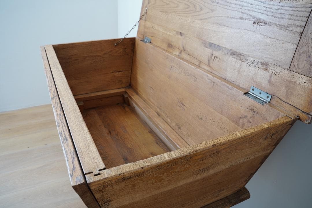 【値下げ】テーブル収納　アンティーク　オーク材　古道具