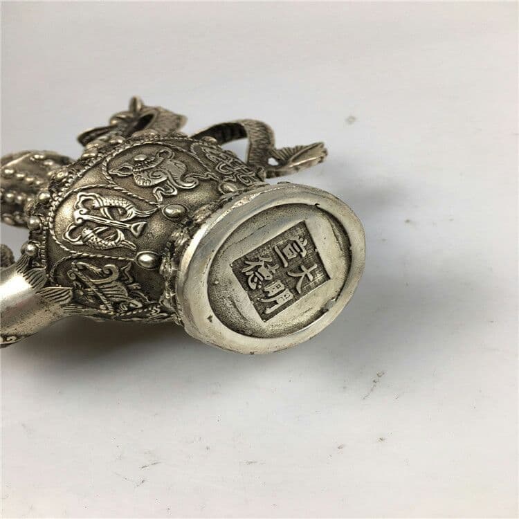 古工芸品白銅竜壷置物銅竜口急須アクセサリー置物