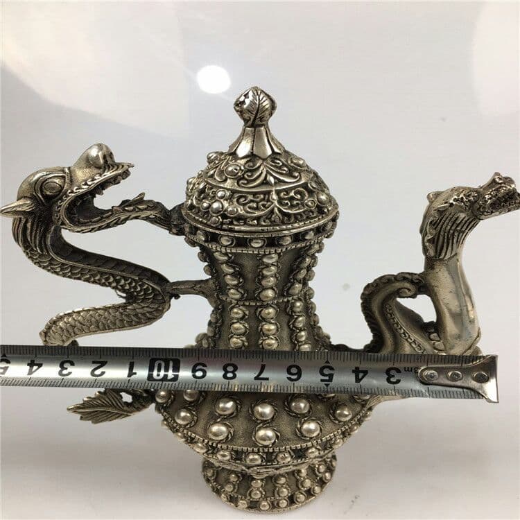 古工芸品白銅竜壷置物銅竜口急須アクセサリー置物