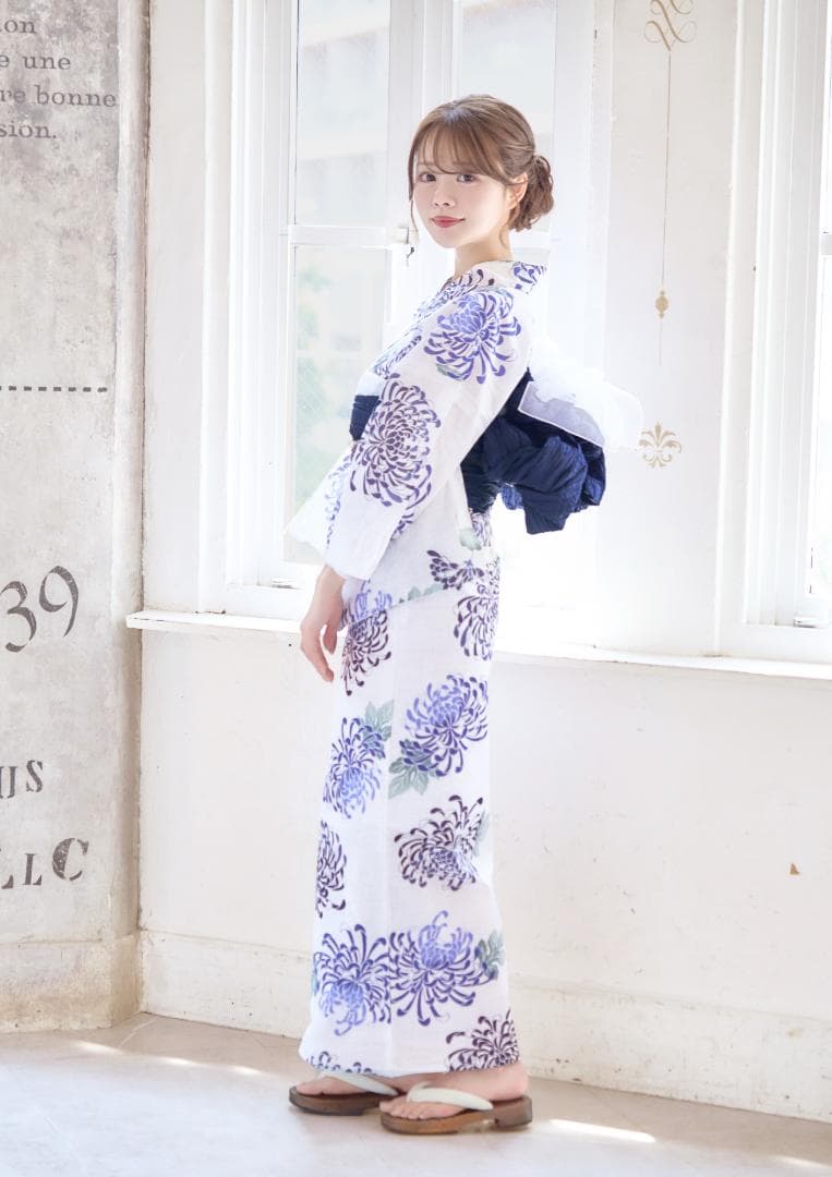 新品 浴衣 セット 浴衣セット ゆかた レディース 大人 白 紫 Y5-26