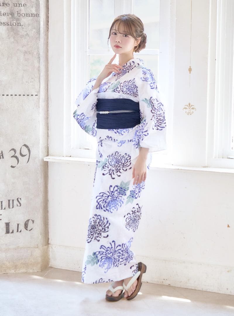 新品 浴衣 セット 浴衣セット ゆかた レディース 大人 白 紫 Y5-26